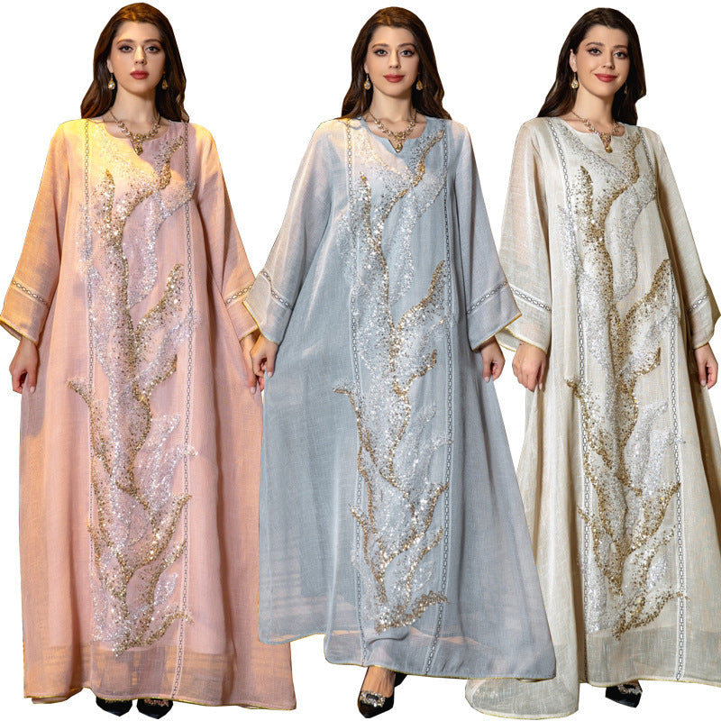 Muslim Robe Sequined Embroidery Dress