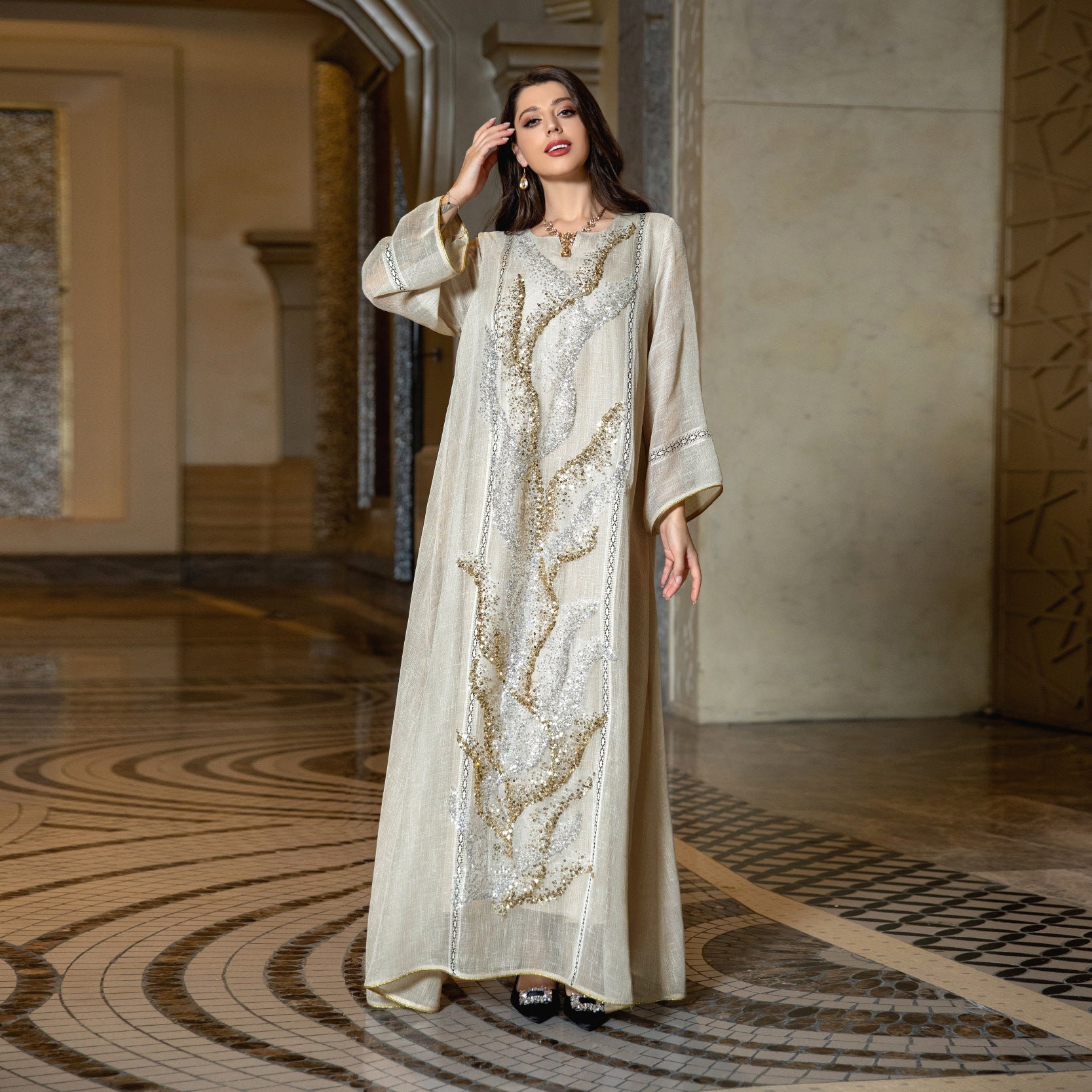 Muslim Robe Sequined Embroidery Dress