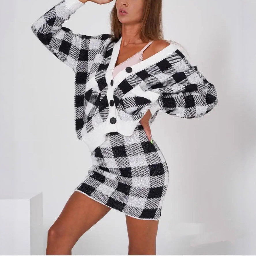 Cardigan Hip Skirt Suit Two-piece Set